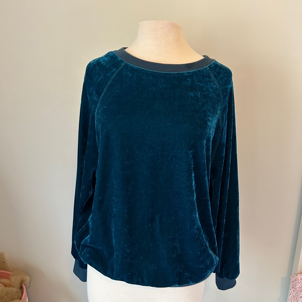 EUC jewel-colored velour sweatshirt, Emcee boutique brand size Large, hand wash
